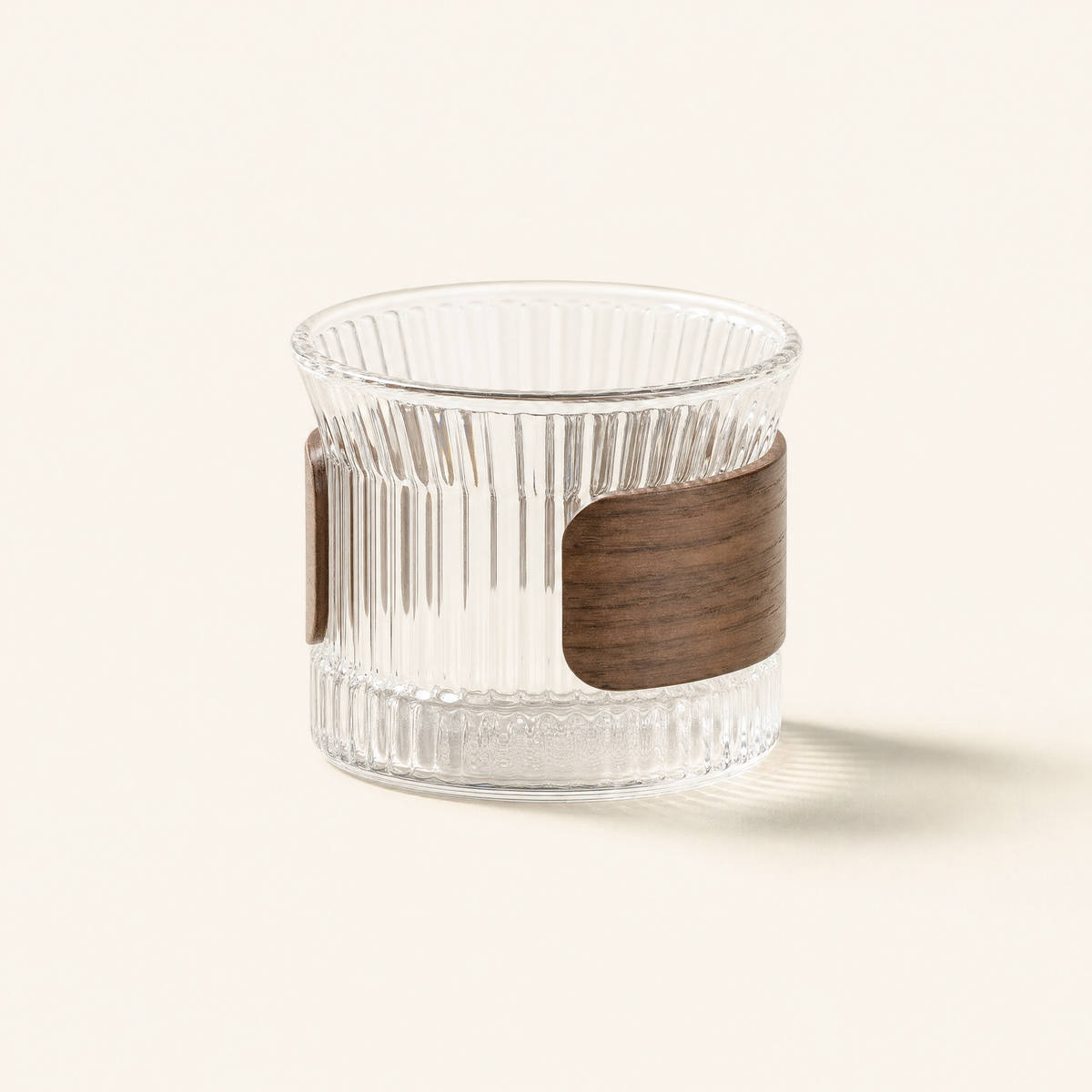 Glass mug with wood sleeve