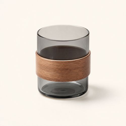 Glass Tea Cup with Wood Ring