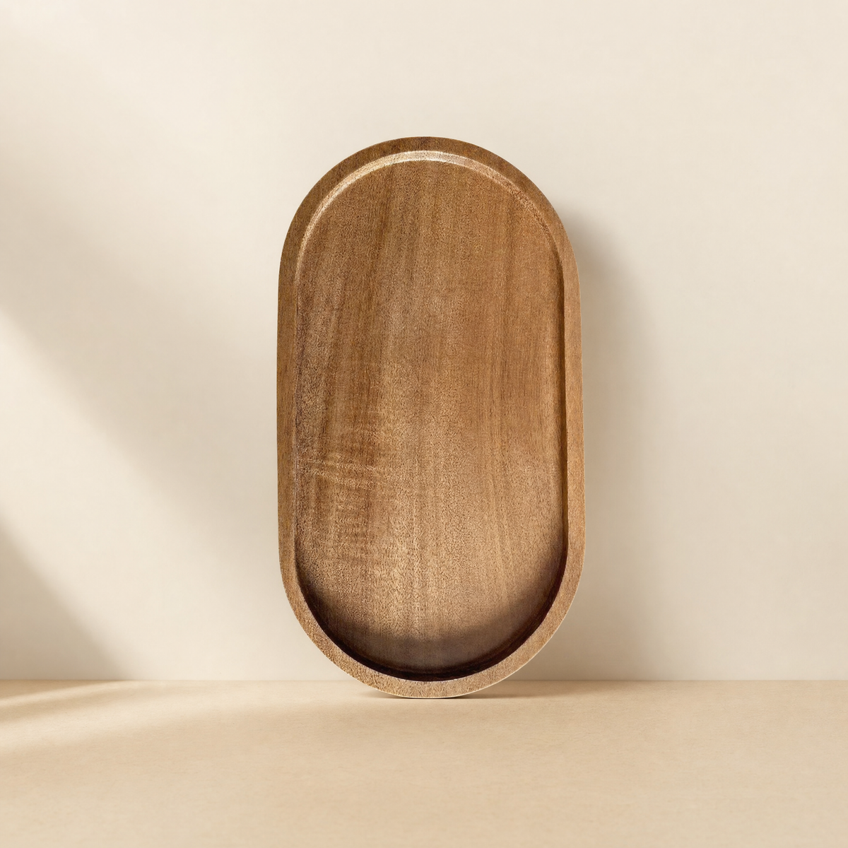 Wood Ritual Serving Tray — Oval · 19 cm