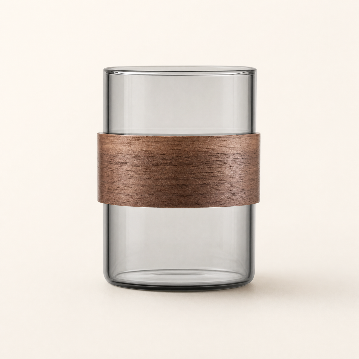 Glass Tea Cup with Wood Ring — 1 Cup